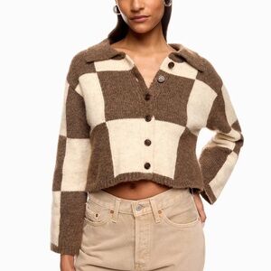 Moon River Collared Checkered Sweater